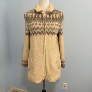 HILDA LTD 100% Wool Cardigan Sweater Iceland Full Zip Size M